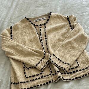 The Open Product Women's Cream Sweater with Black Accents